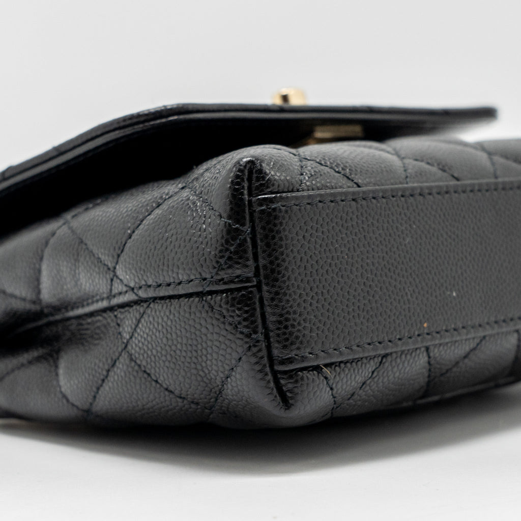 Chanel Coco Handle Clutch with Chain Caviar Black L (Microchip)