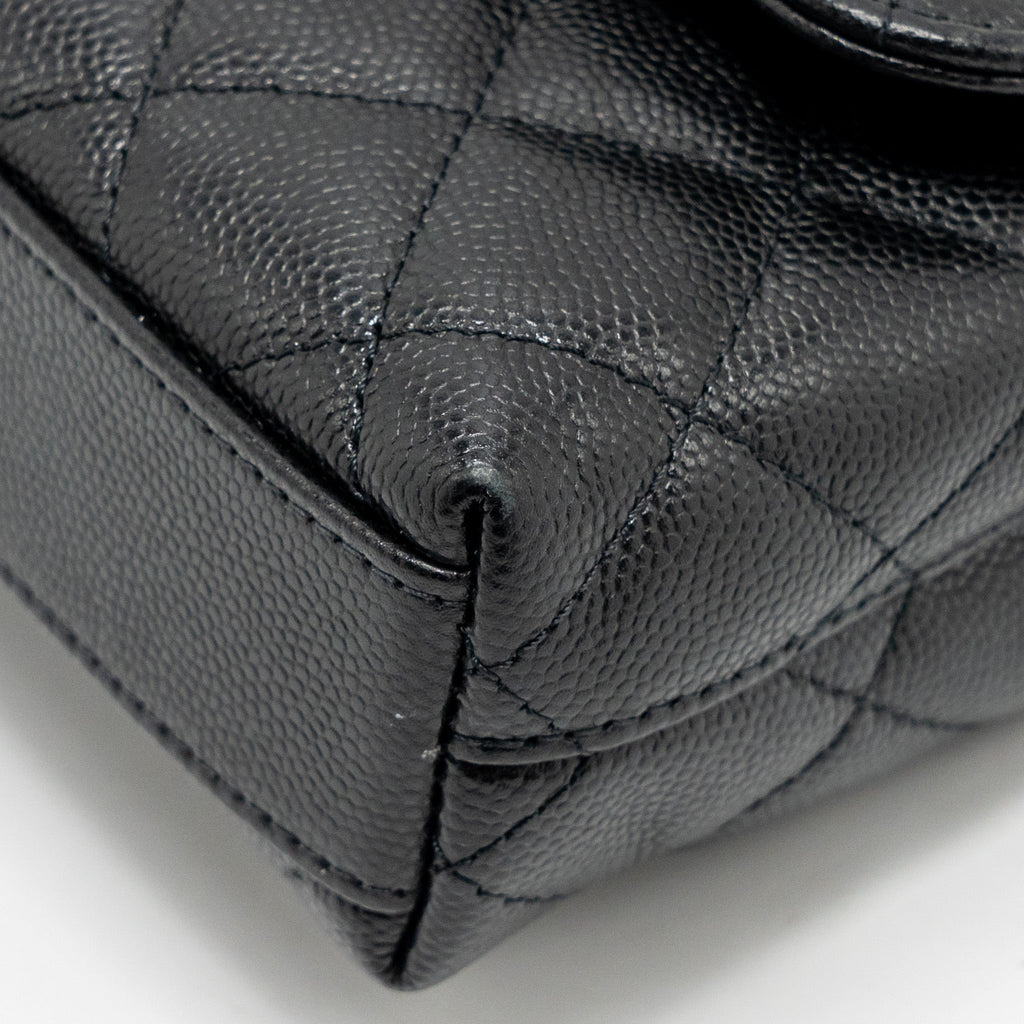 Chanel Coco Handle Clutch with Chain Caviar Black L (Microchip)