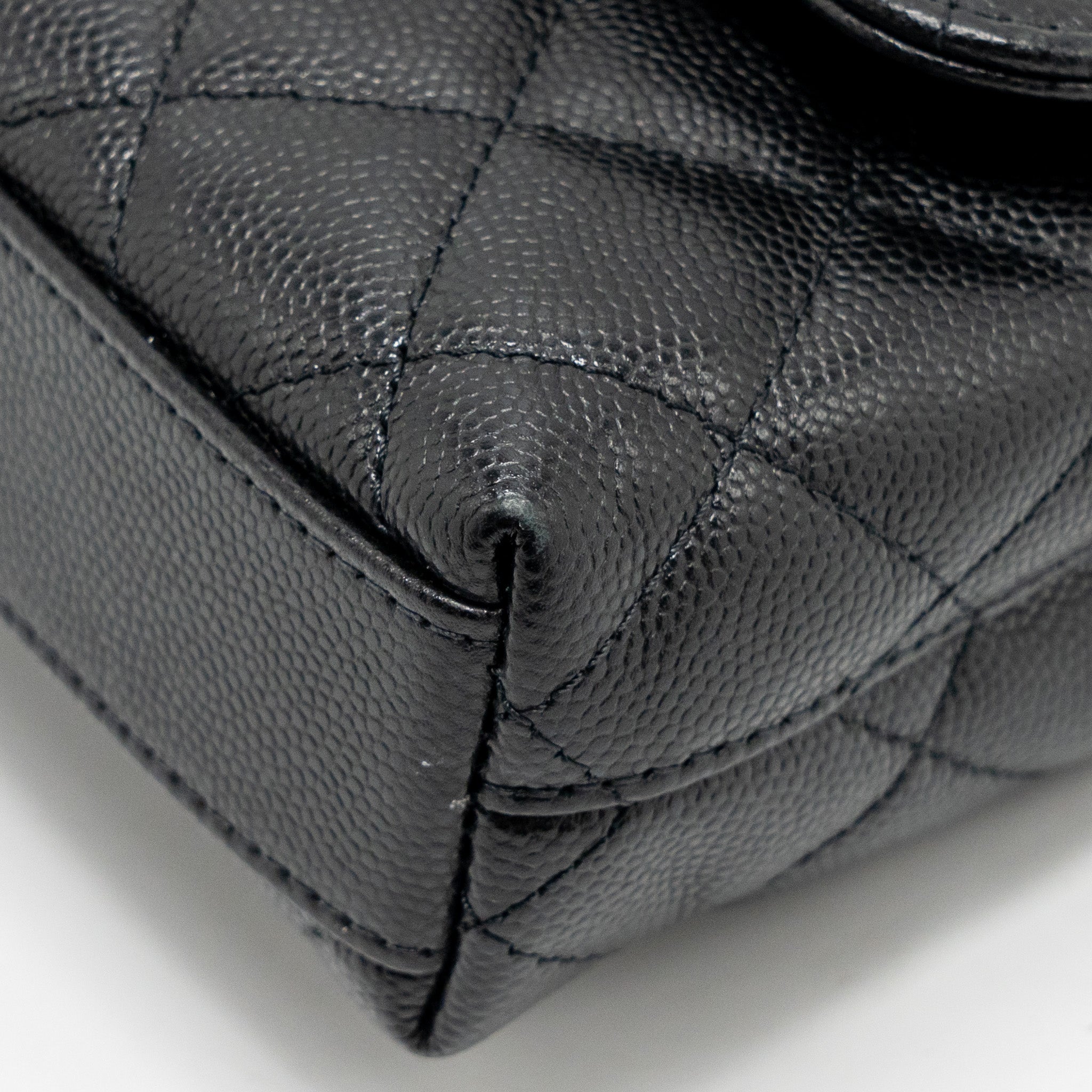 Chanel Coco Handle Clutch with Chain Caviar Black L (Microchip)