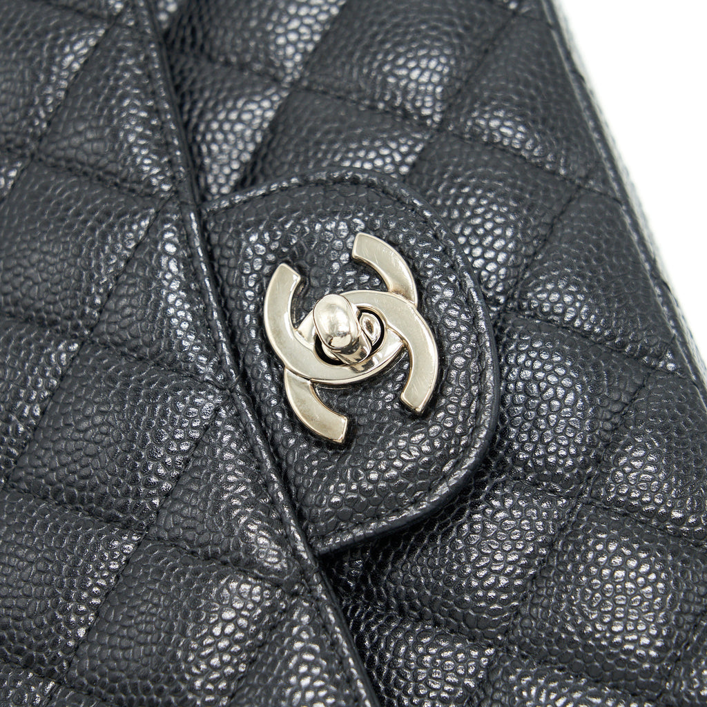 Chanel Medium Classic Double Flap Caviar Black  serial 12