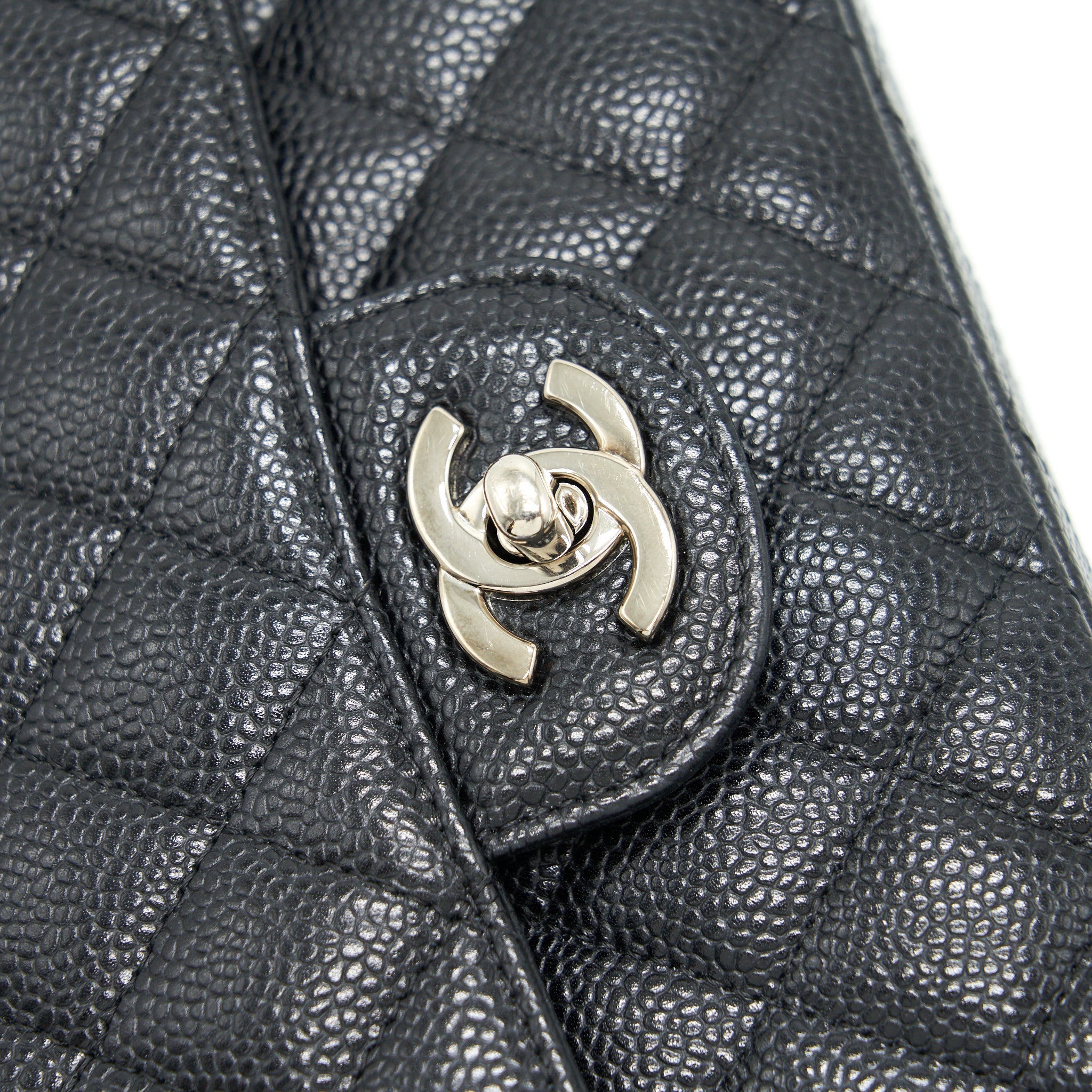 Chanel Medium Classic Double Flap Caviar Black  serial 12