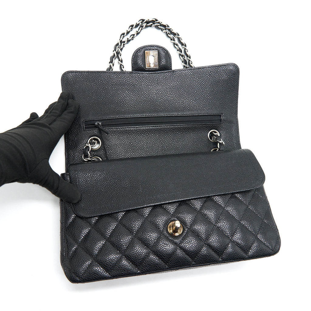 Chanel Medium Classic Double Flap Caviar Black  serial 12