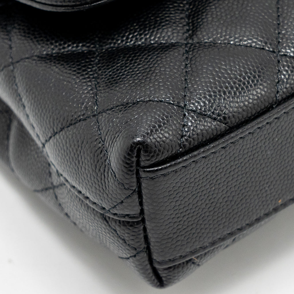 Chanel Coco Handle Clutch with Chain Caviar Black L (Microchip)