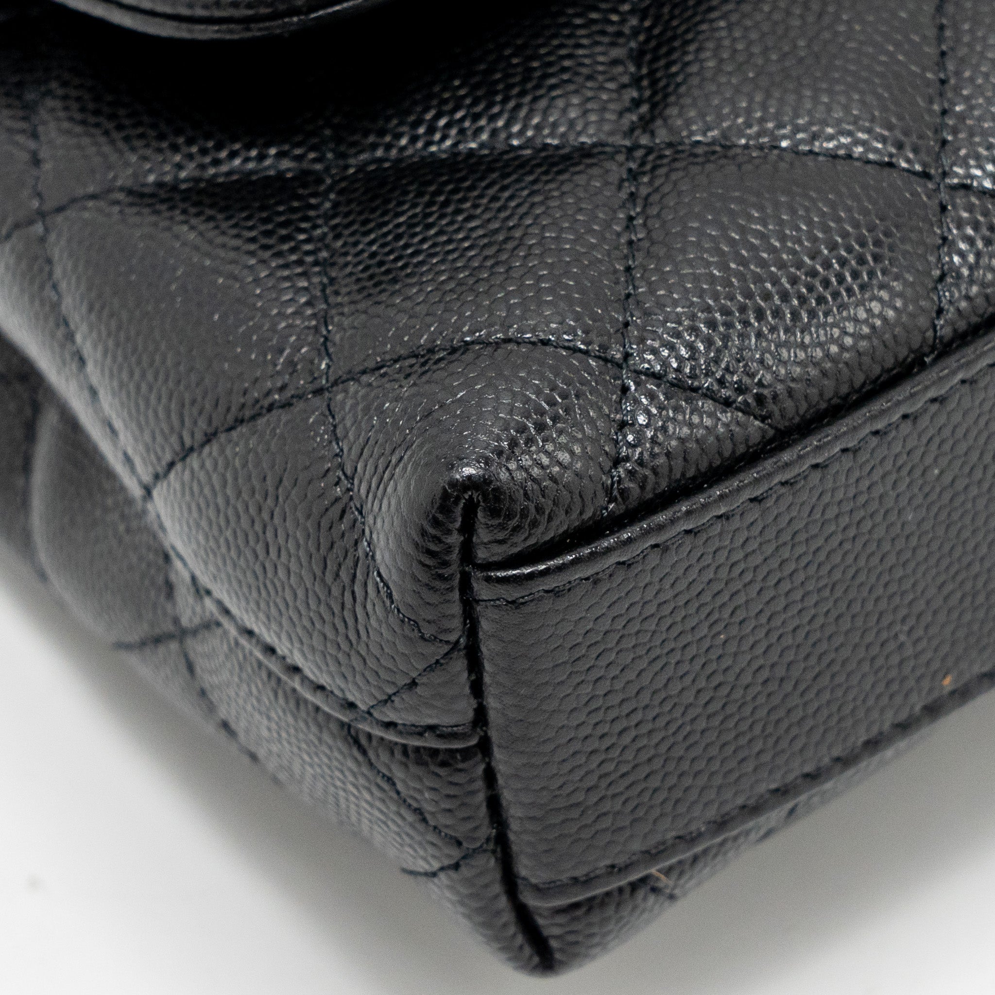Chanel Coco Handle Clutch with Chain Caviar Black L (Microchip)