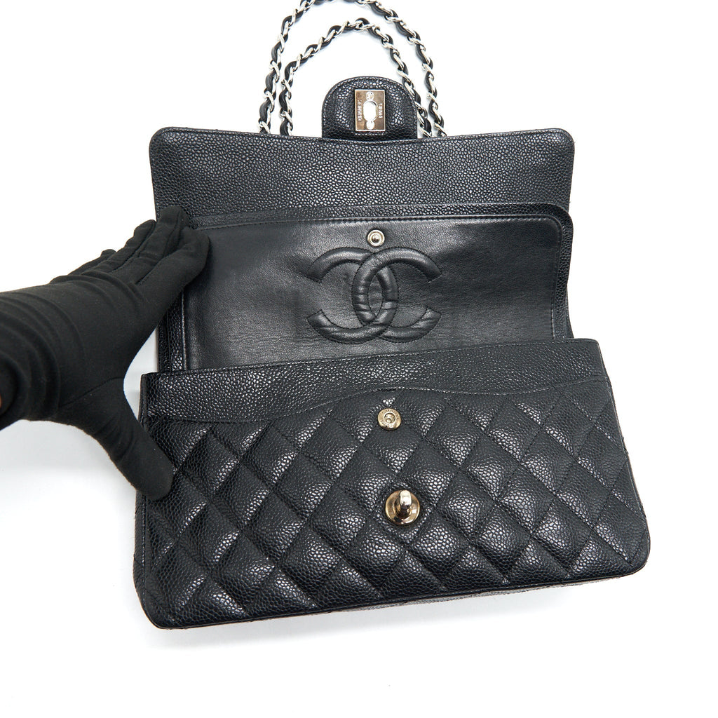 Chanel Medium Classic Double Flap Caviar Black  serial 12