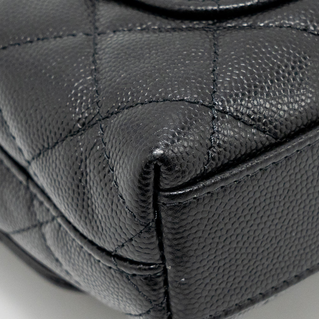 Chanel Coco Handle Clutch with Chain Caviar Black L (Microchip)