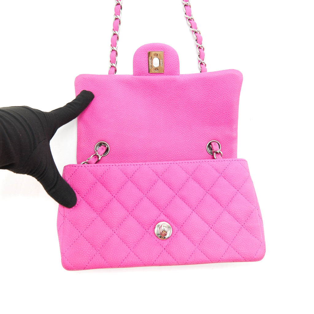 Chanel Mini Rectangular Flap Bag Grained Calfskin Pink