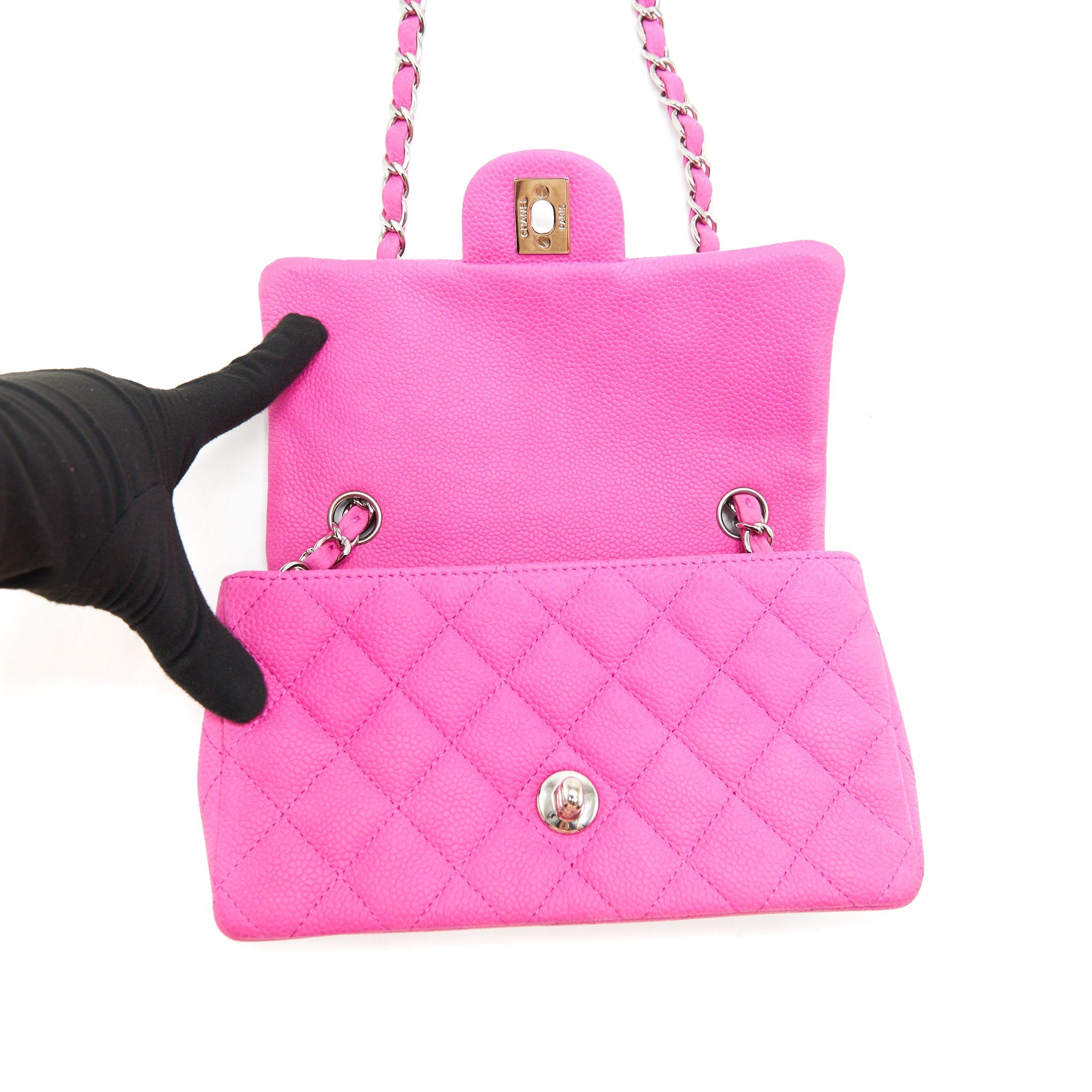 Chanel Mini Rectangular Flap Bag Grained Calfskin Pink
