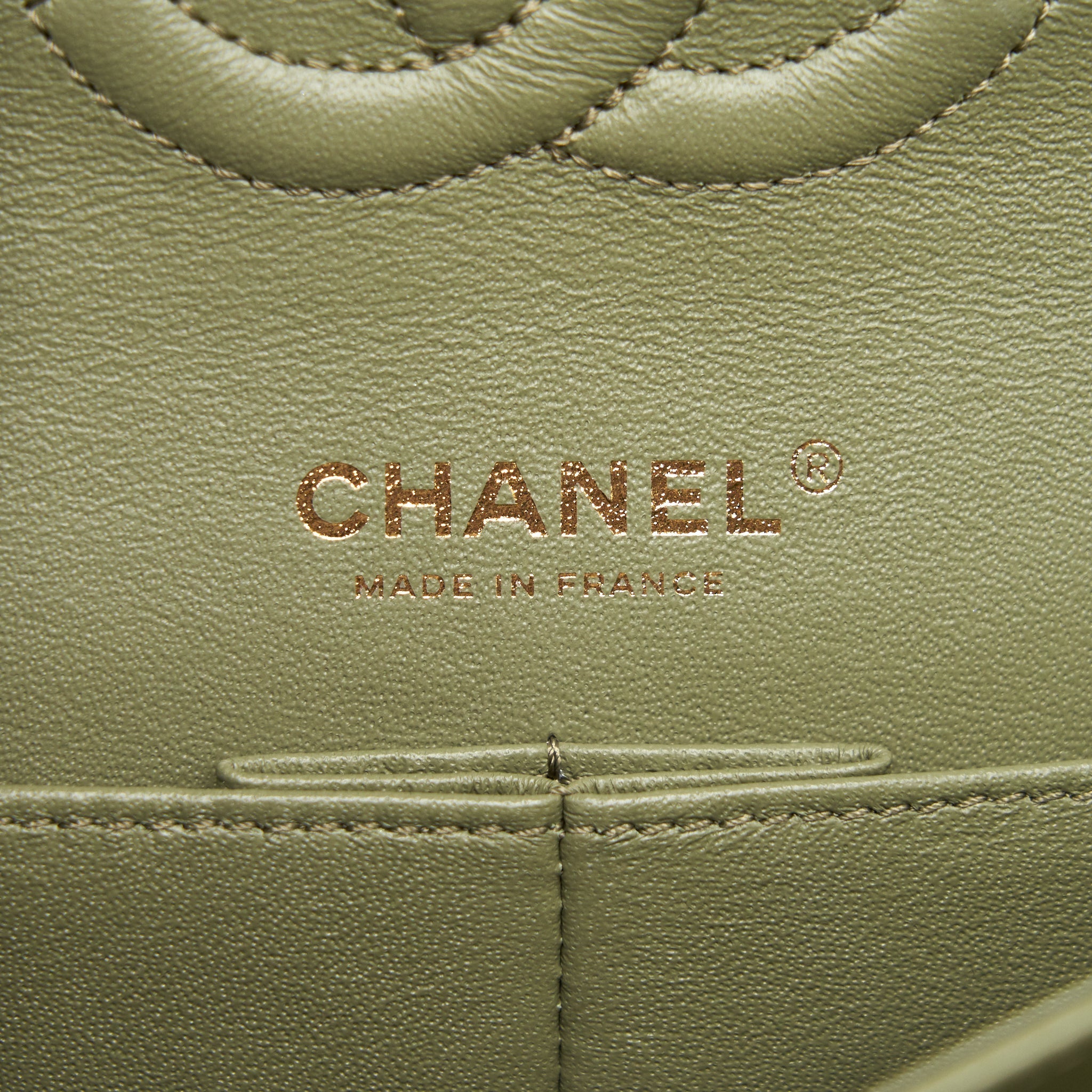 Chanel Chevron Medium Classic Double Flap Bag Olive-Green