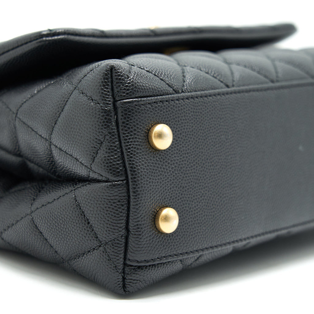 Chanel Mini Coco Handle Flap Caviar in Black