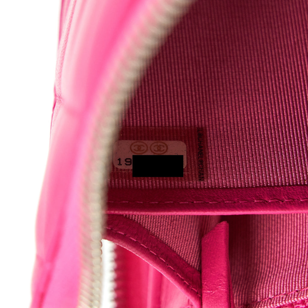 Chanel Quilted Zipper Clutch Lambskin Pink