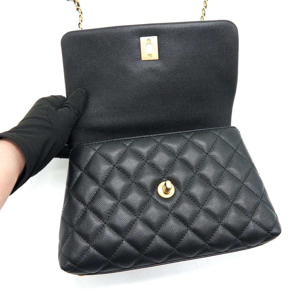Chanel Mini Coco Handle Flap Caviar in Black