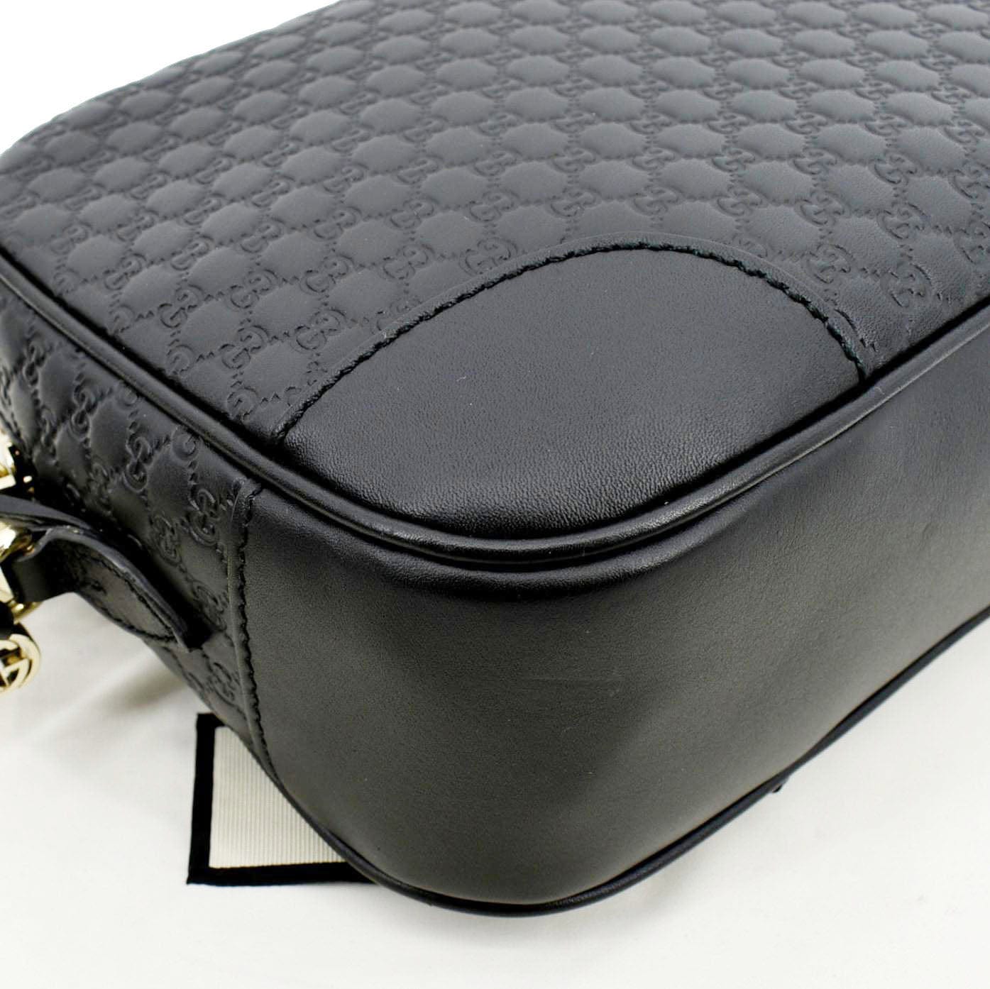 GUCCI Bree Mini GG Microguccissima Leather Crossbody Bag Black 449413