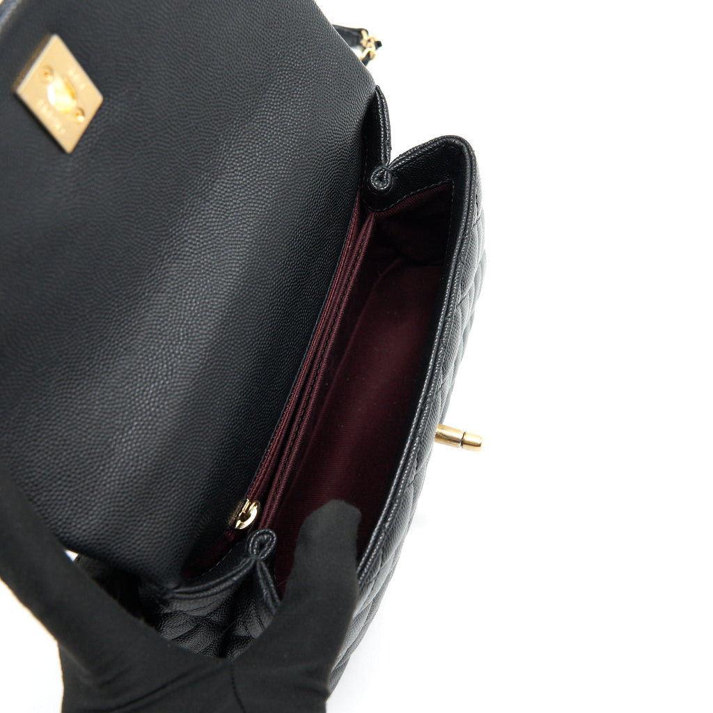 Chanel Mini Coco Handle Flap Caviar in Black