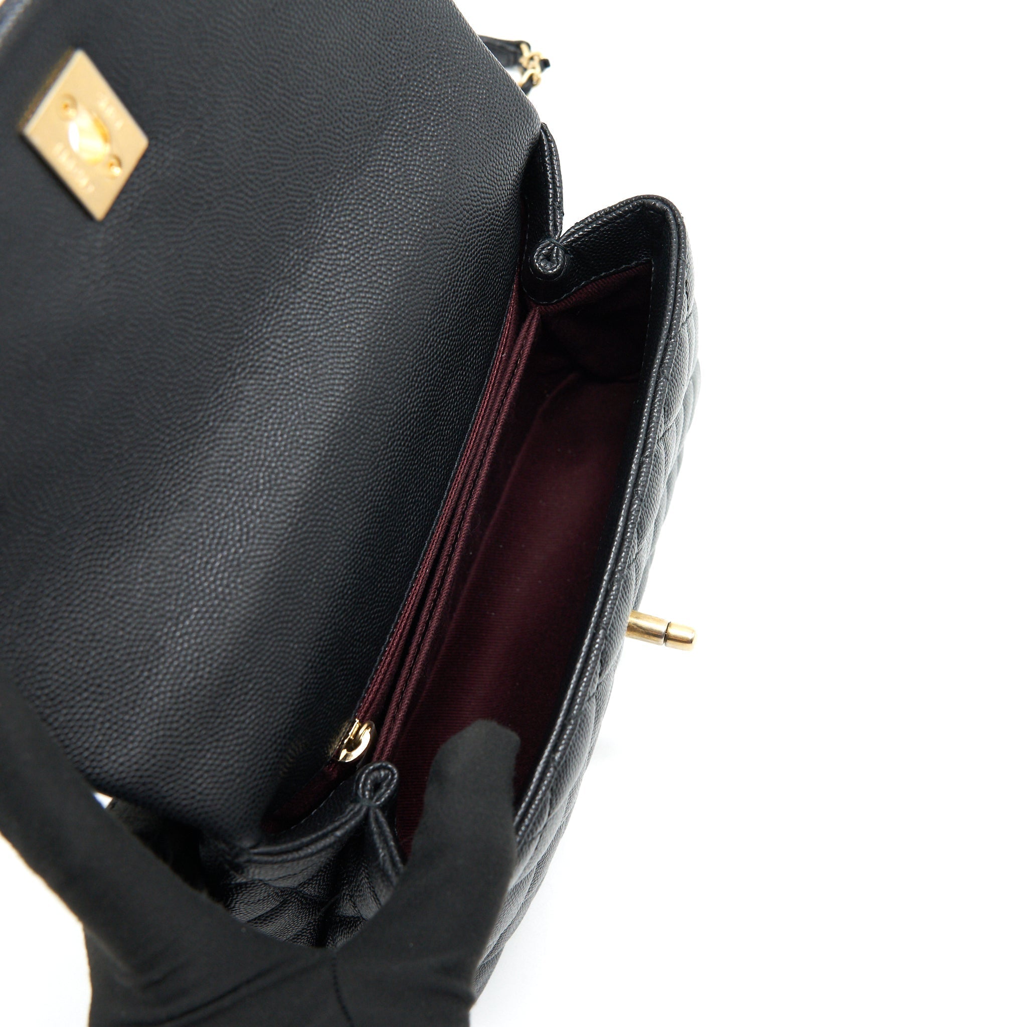 Chanel Mini Coco Handle Flap Caviar in Black