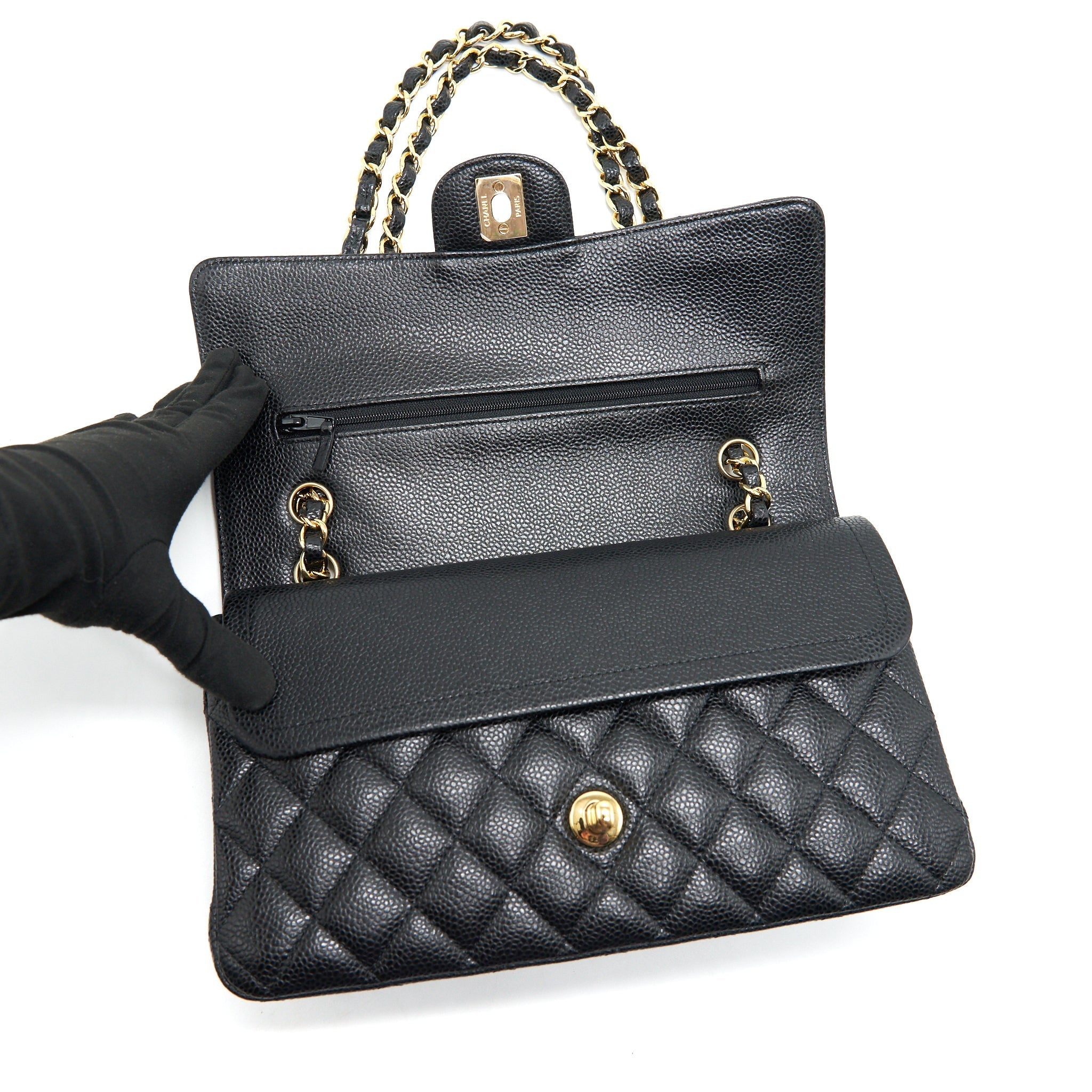 Chanel Medium Classic Double Flap Caviar in Black