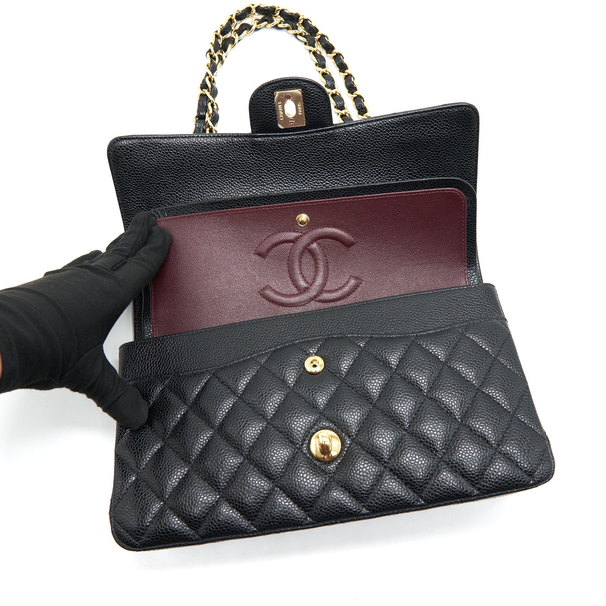 Chanel Medium Classic Double Flap Caviar in Black
