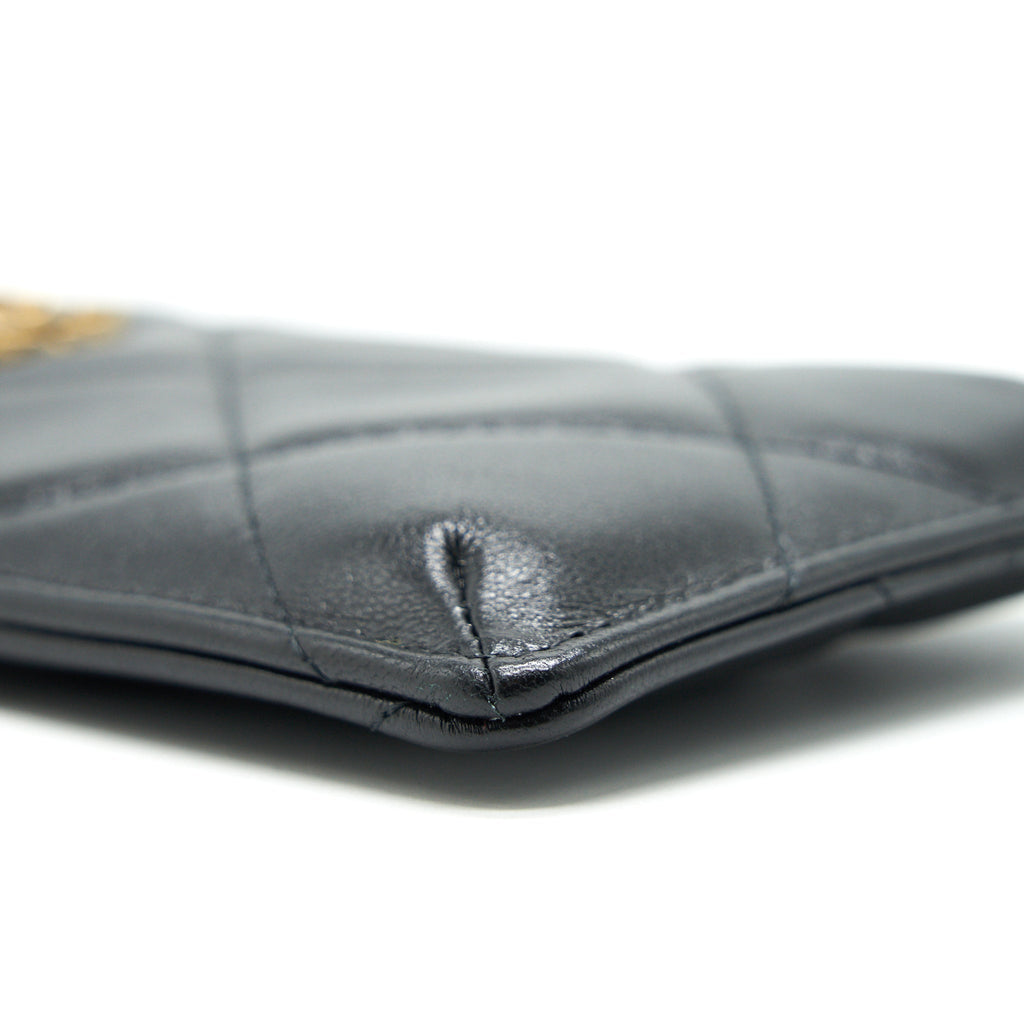 CHANEL 19 Phone and  Holder Lambskin Quilted Black