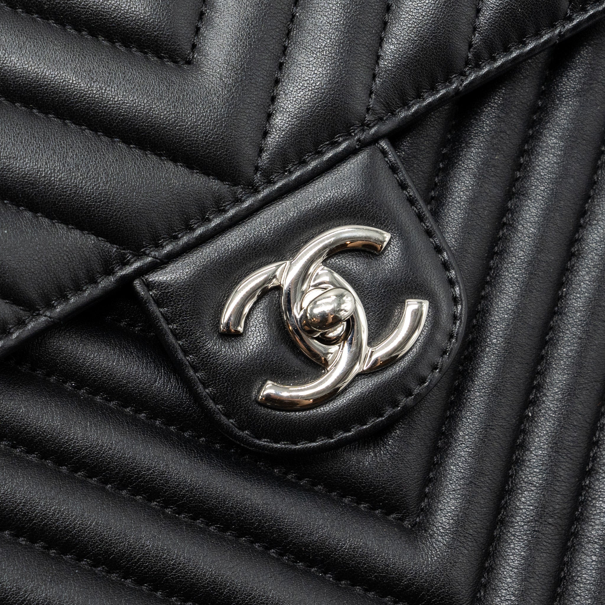 Chanel Small Urban Spirit  Backpack Chevron Calfskin Black