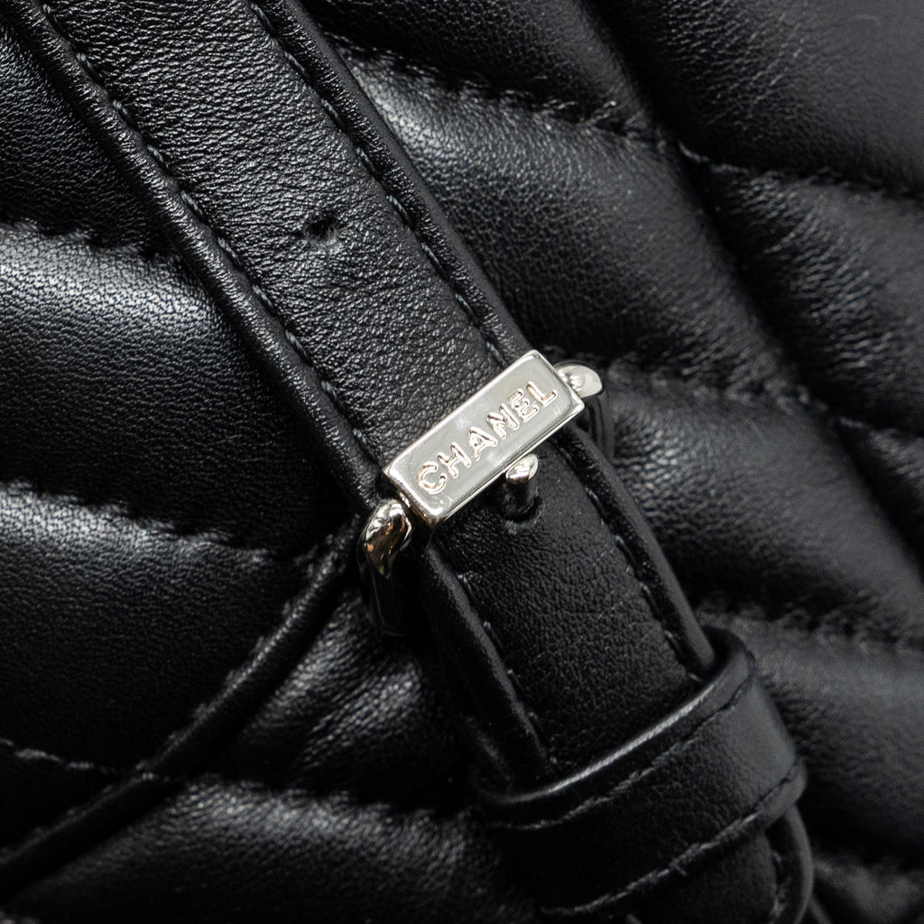 Chanel Small Urban Spirit  Backpack Chevron Calfskin Black