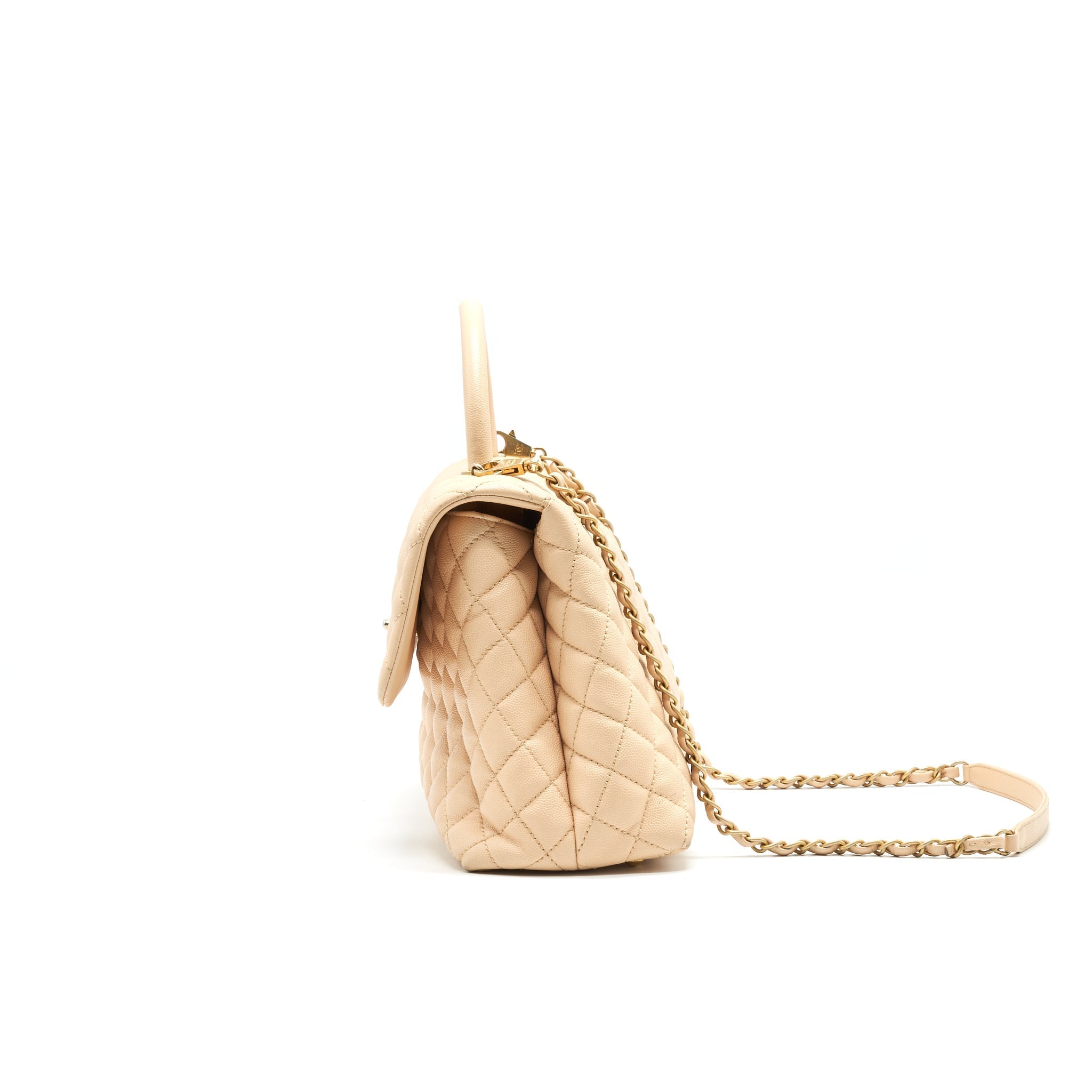 CHANEL CAVIER LARGE COCO HANDLE FLAP BAG BEIGE