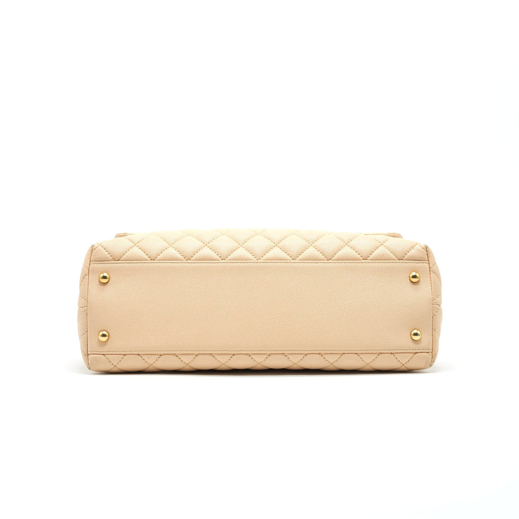 CHANEL CAVIER LARGE COCO HANDLE FLAP BAG BEIGE