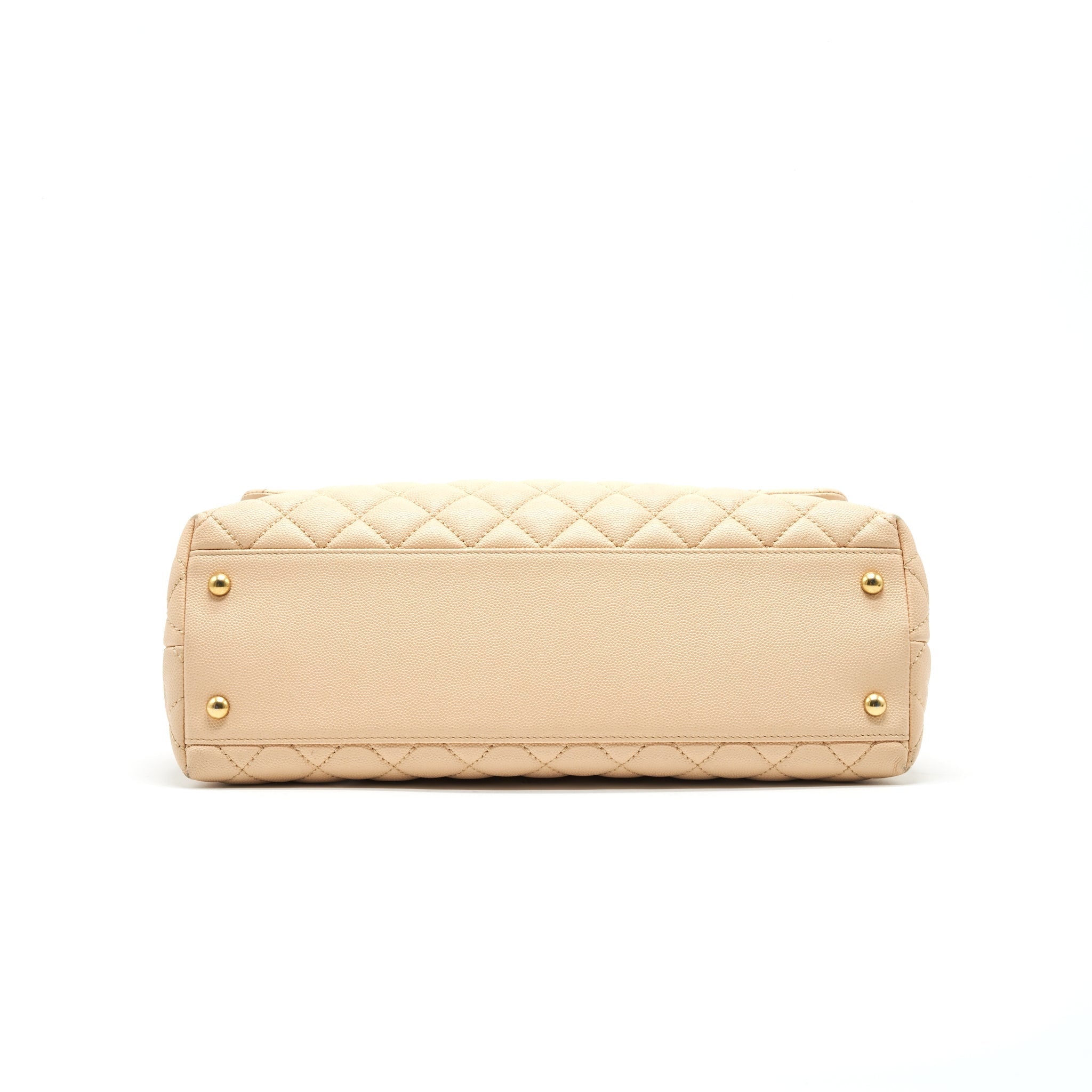 CHANEL CAVIER LARGE COCO HANDLE FLAP BAG BEIGE