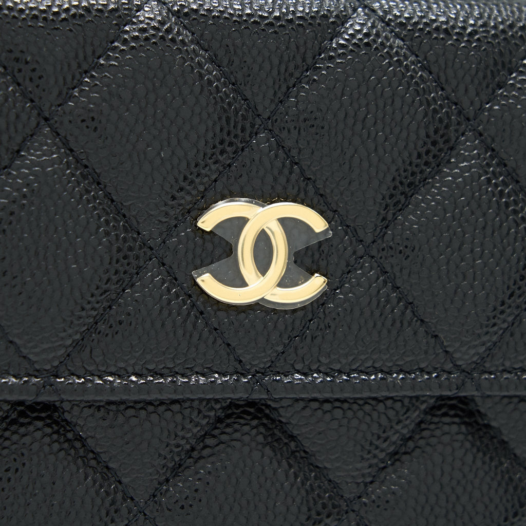 Chanel 21A Flap  Holder With Chain Black
