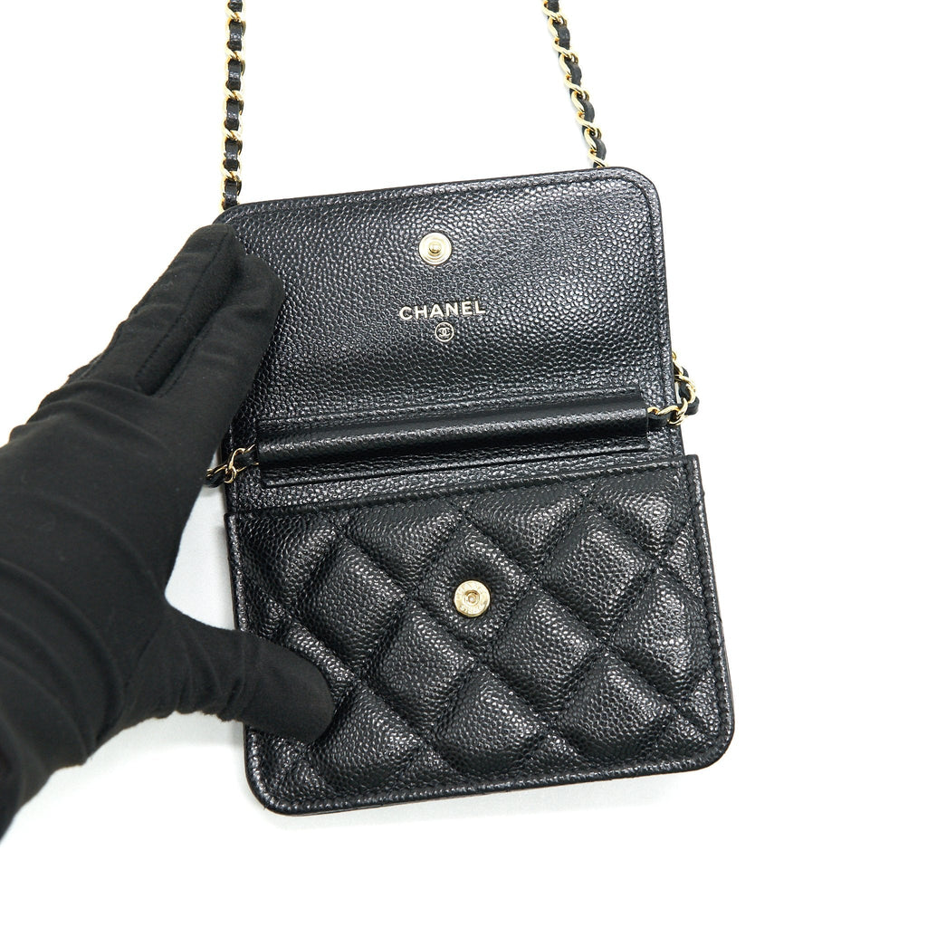 Chanel 21A Flap  Holder With Chain Black