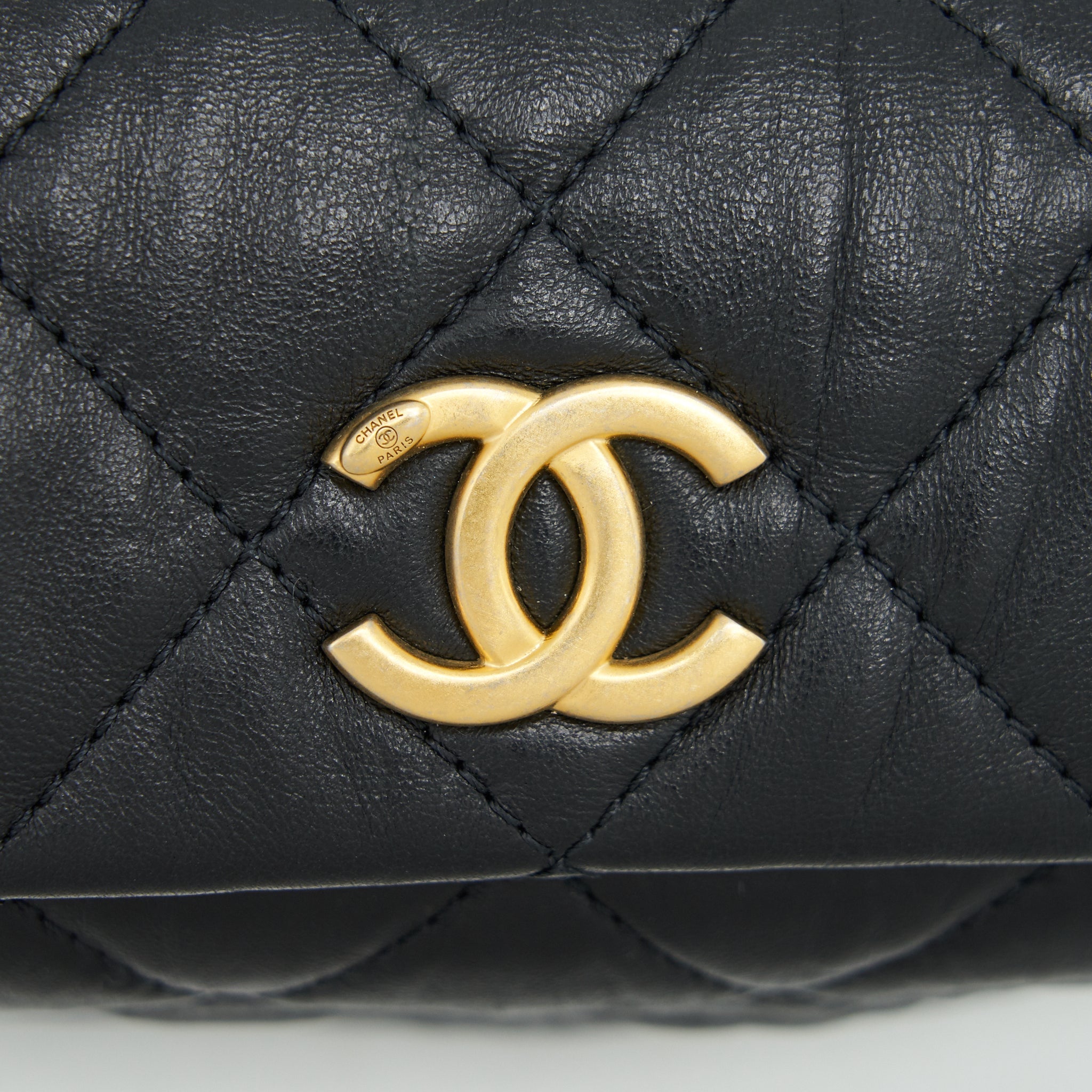 Chanel Small CC Wrapped Strap Bag Lambskin Black In Crumpled