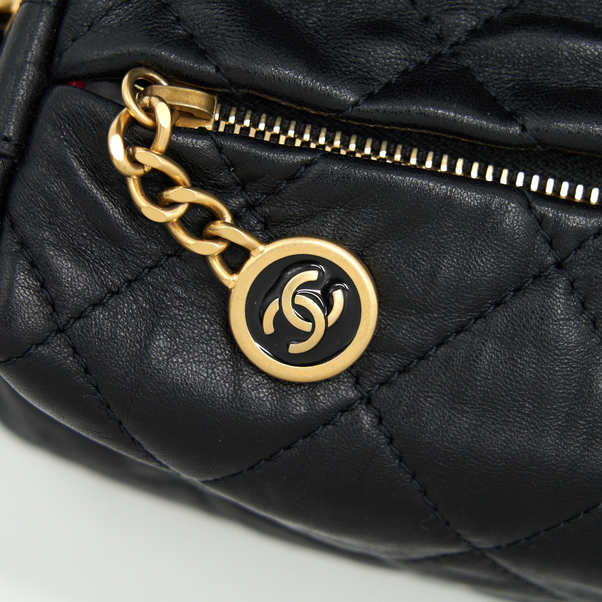 Chanel Small CC Wrapped Strap Bag Lambskin Black In Crumpled