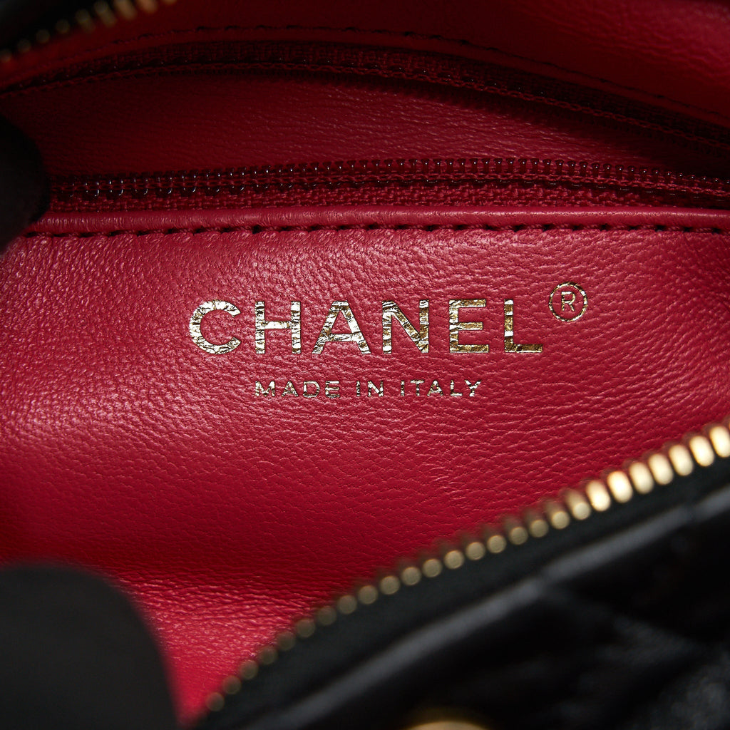 Chanel Small CC Wrapped Strap Bag Lambskin Black In Crumpled