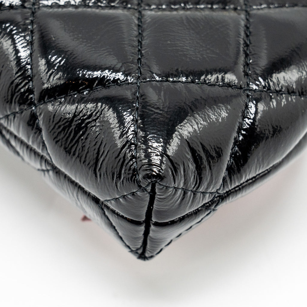 Chanel 24a Bowknot Clutch with Chain Patent Crumpled Lambskin/Shiny Lambskin Black/Pink  (Microchip)