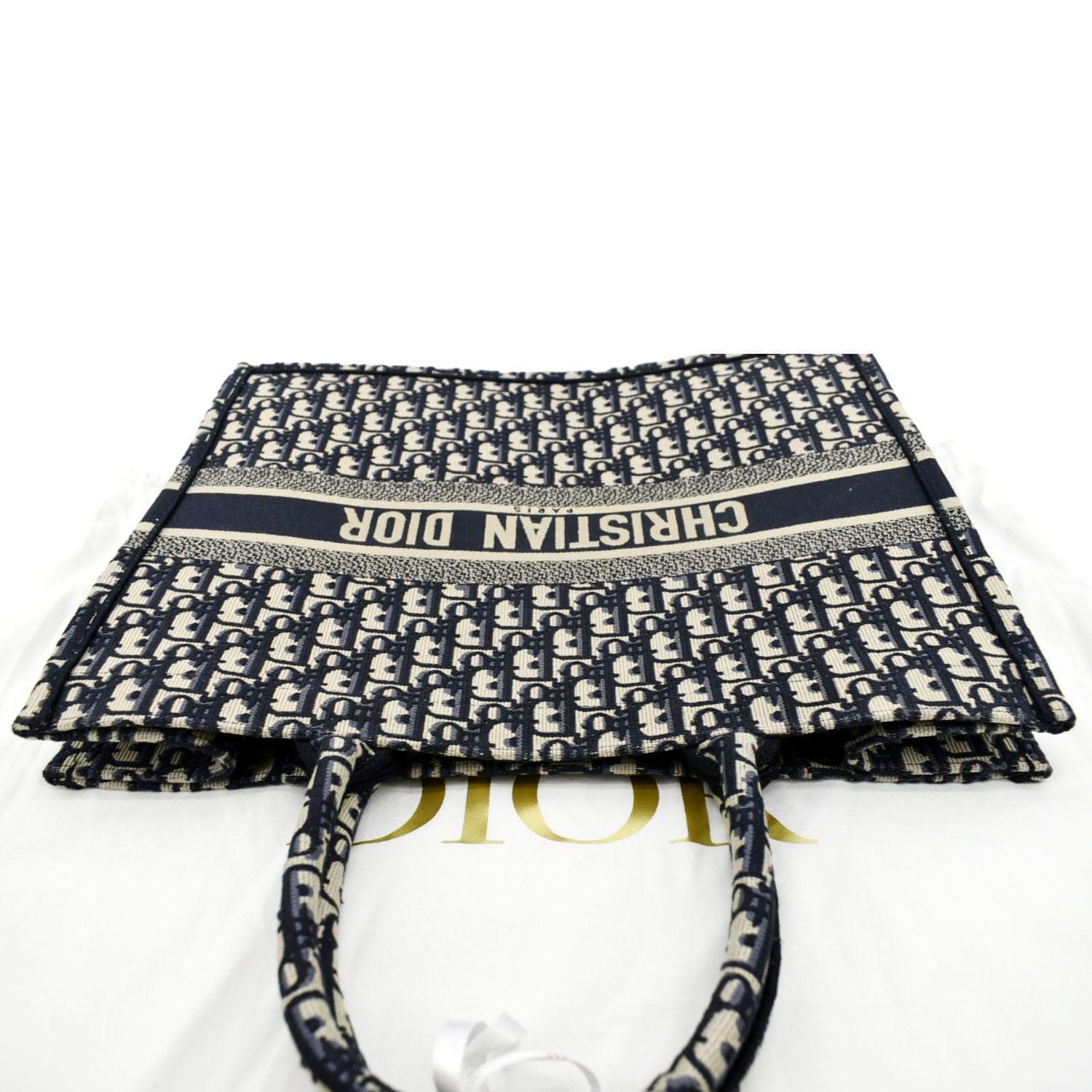 CHRISTIAN DIOR Large Book Oblique Embroidered Canvas Tote Bag Multicolor