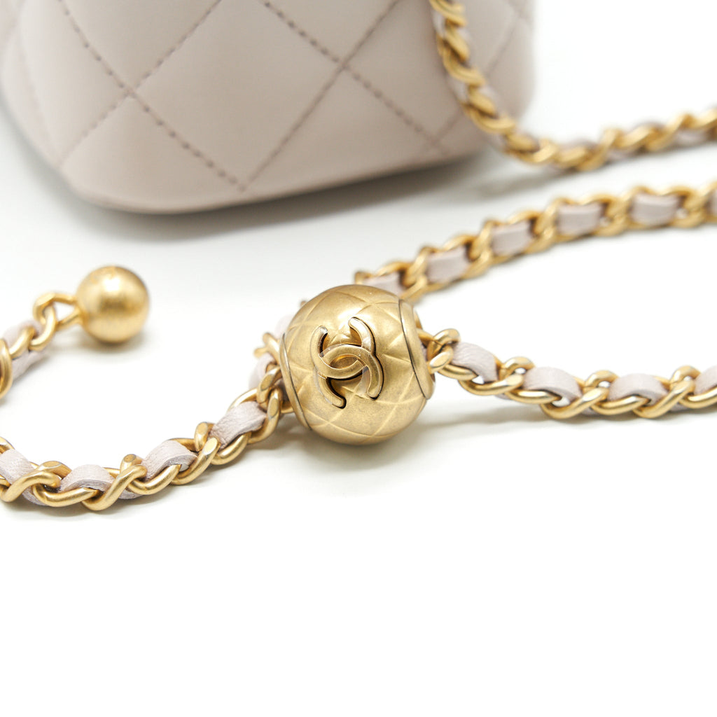 Chanel Pearl Crush Long Vanity On Chain Lambskin Light Purple
