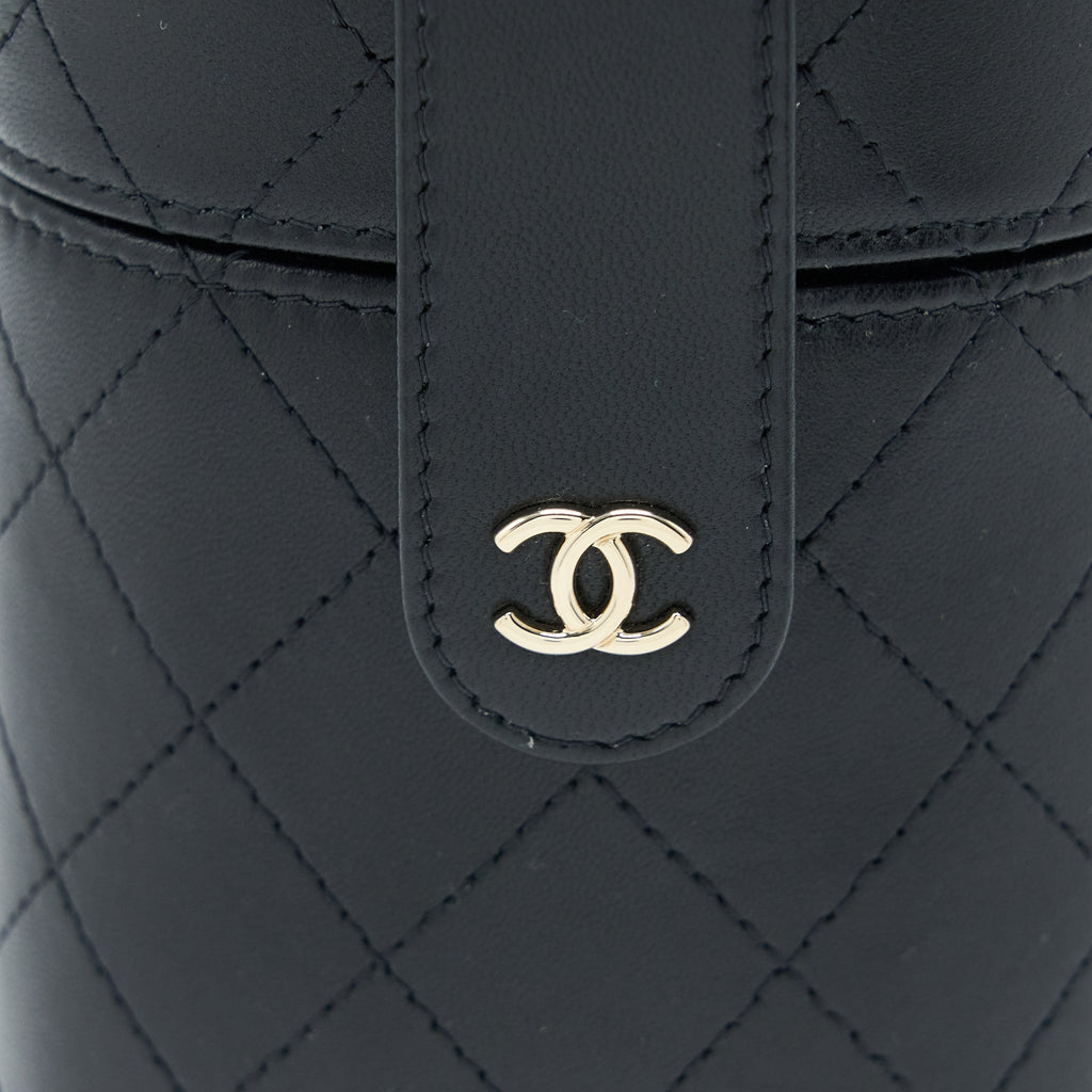 Chanel Vertical Clutch with Chain Lambskin Black L