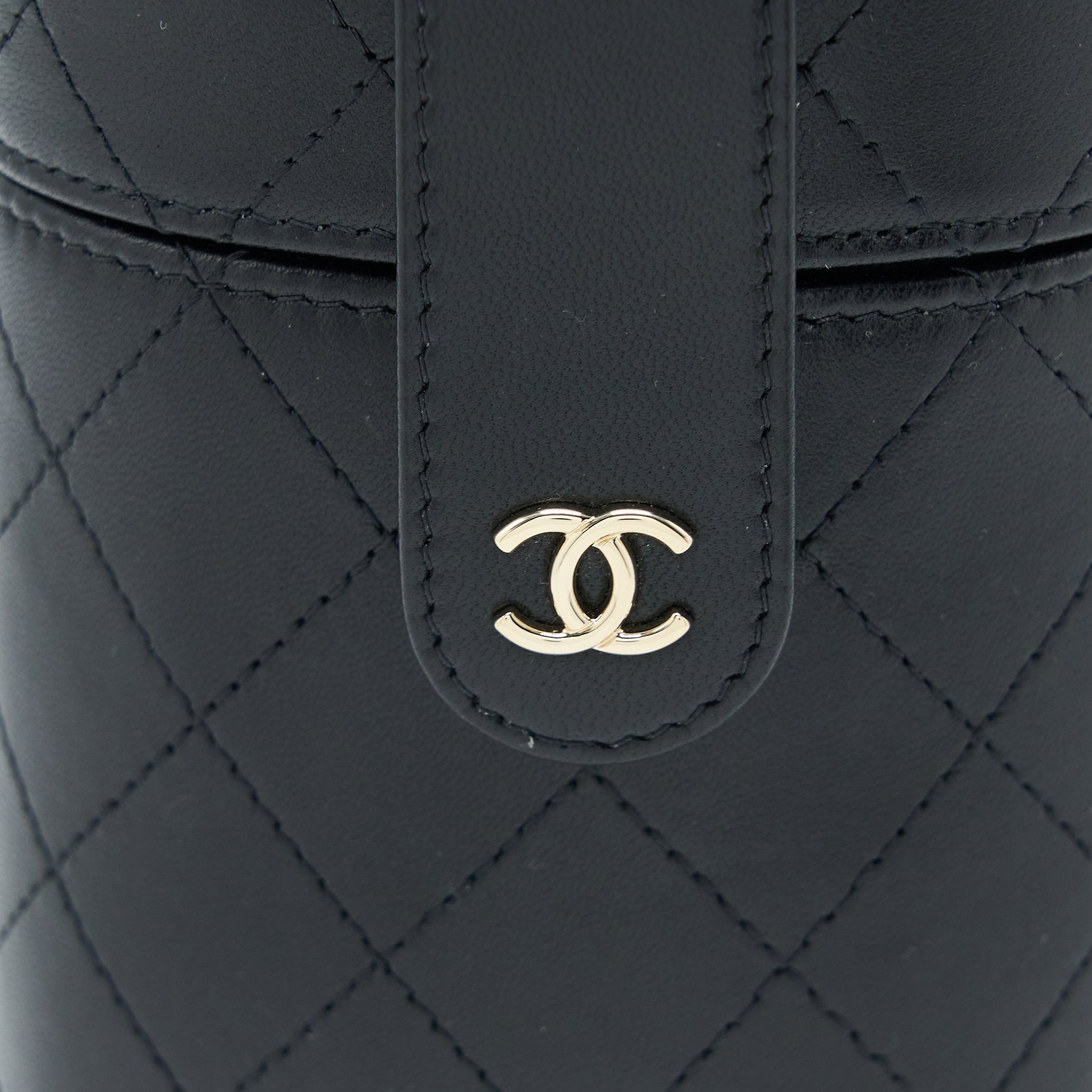 Chanel Vertical Clutch with Chain Lambskin Black L