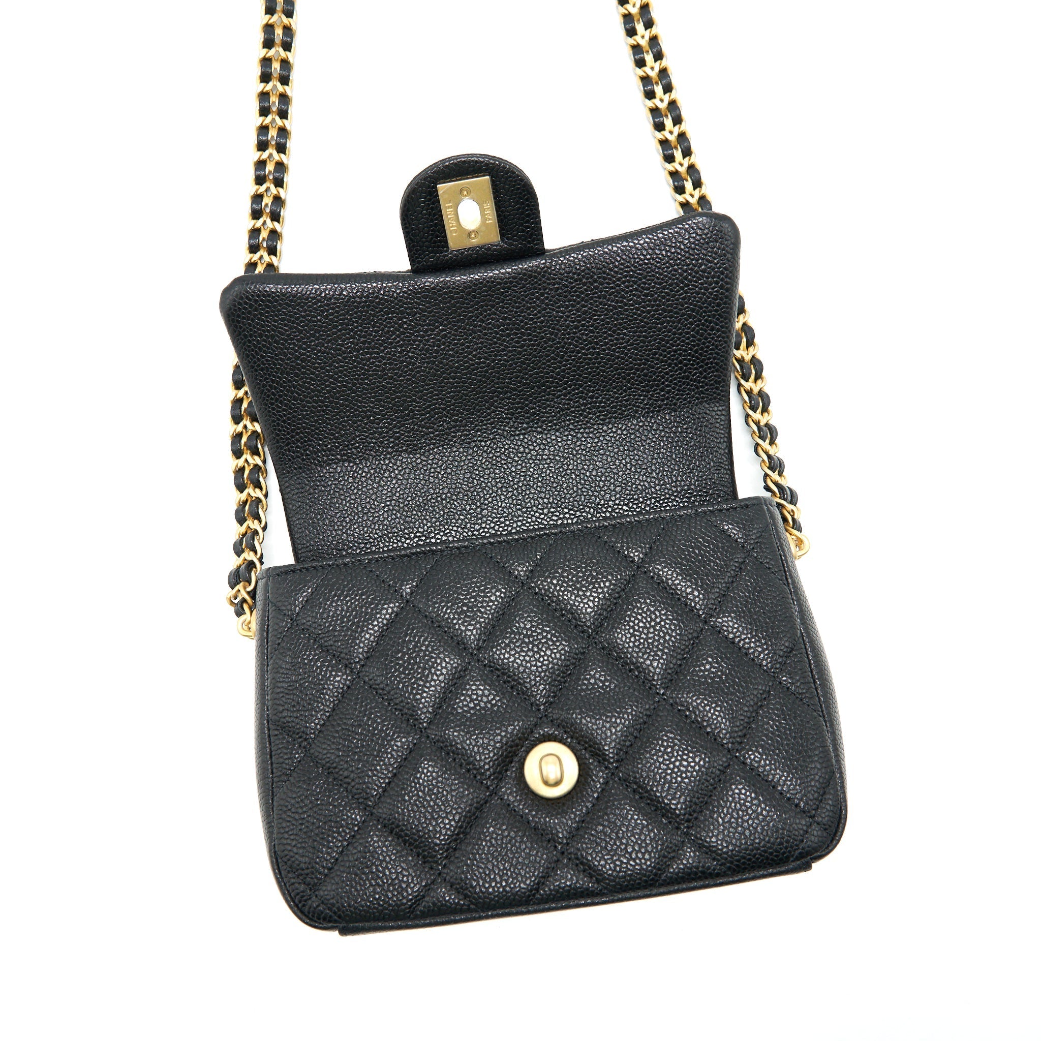 Chanel 21A Mini Square Flap Bag Caviar Black