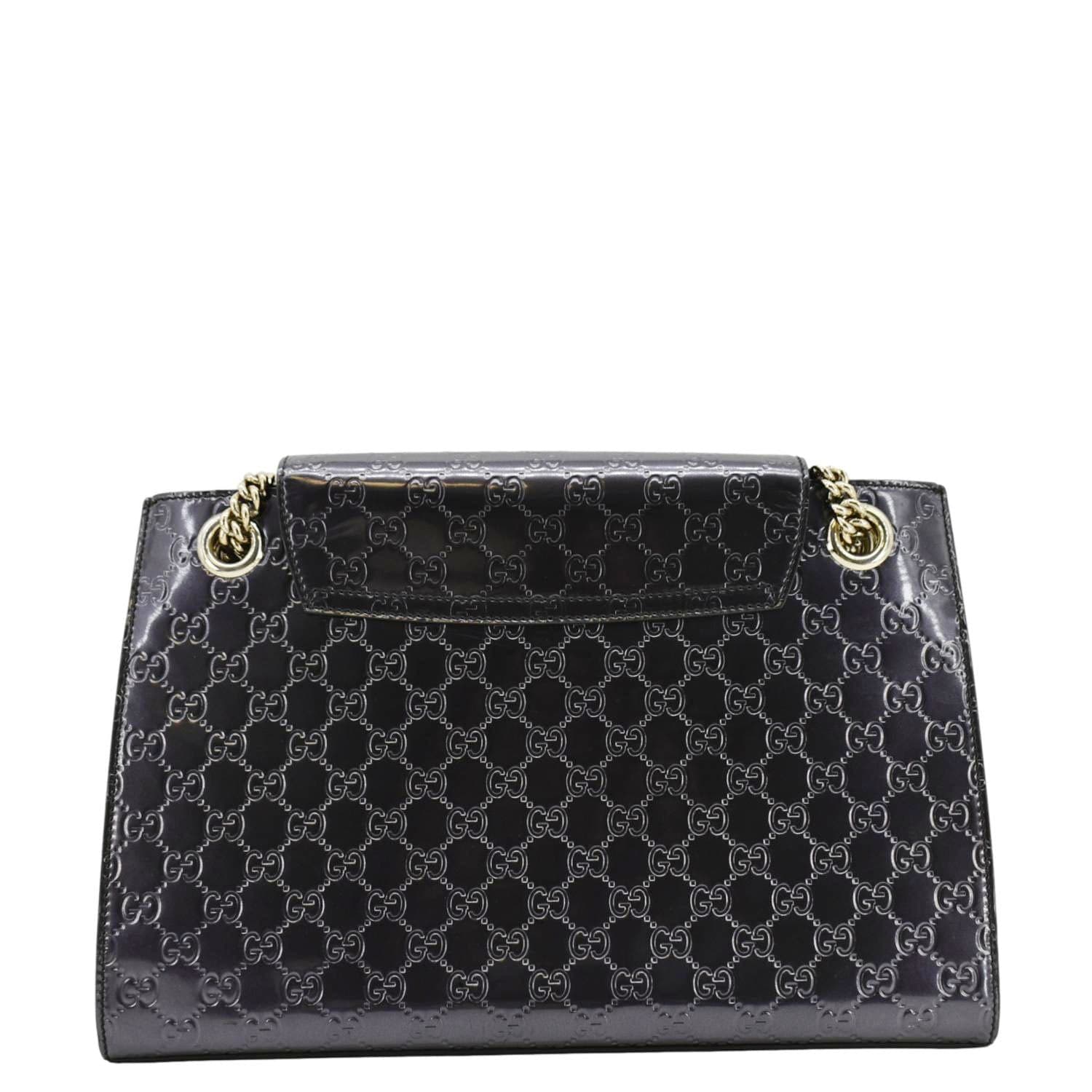 GUCCI Emily Large Guccissima Patent Leather Shoulder Bag Dark Violet 295403