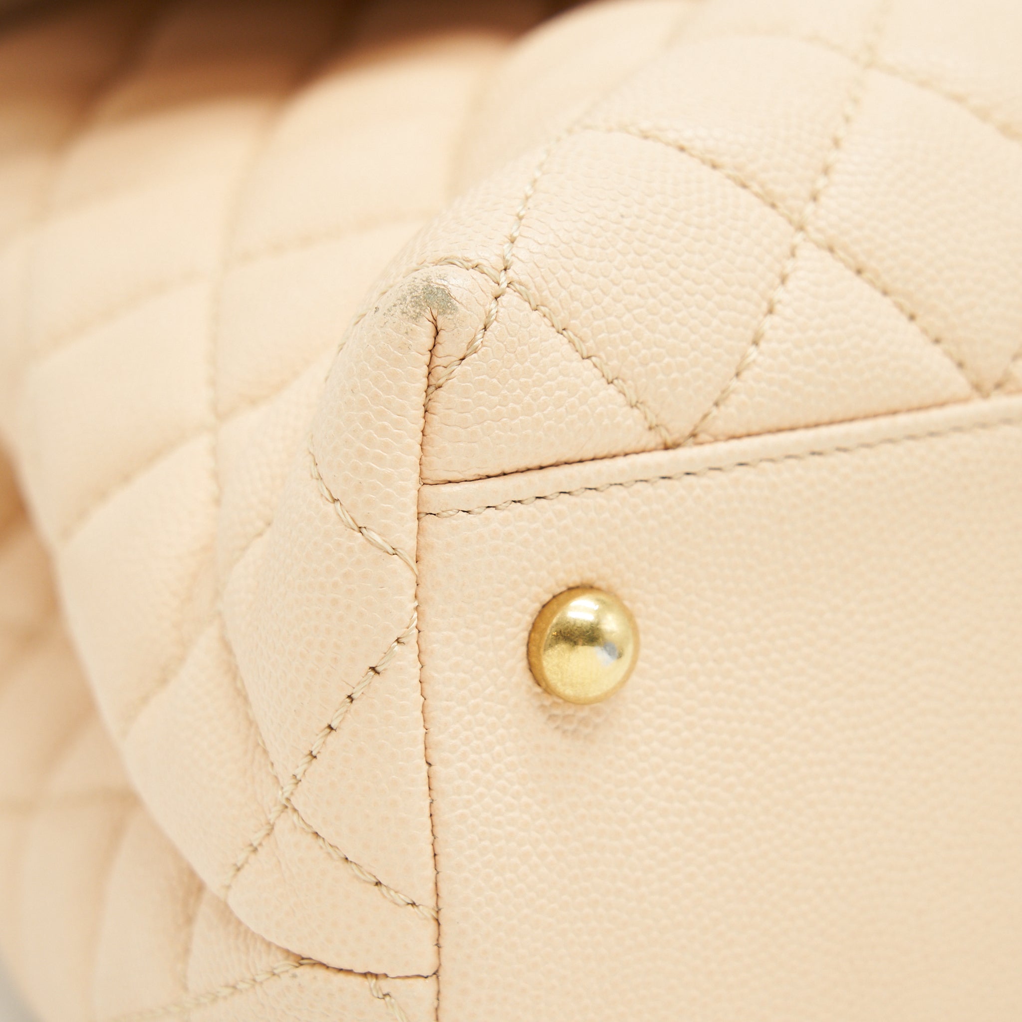 CHANEL CAVIER LARGE COCO HANDLE FLAP BAG BEIGE