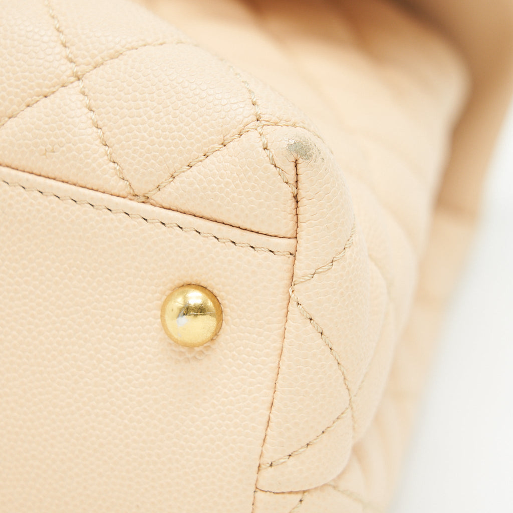 CHANEL CAVIER LARGE COCO HANDLE FLAP BAG BEIGE
