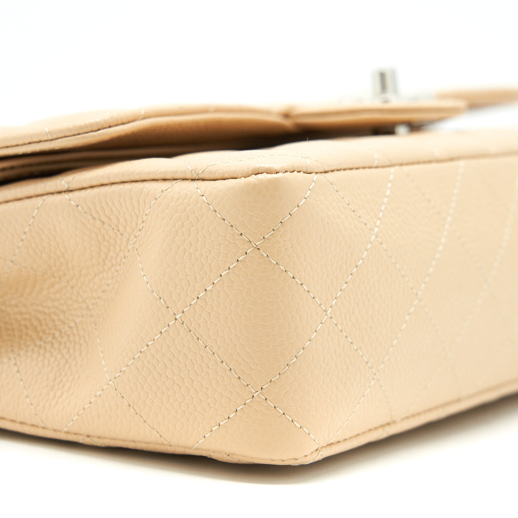 Chanel Medium Classic Double Flap Bag Caviar Beige