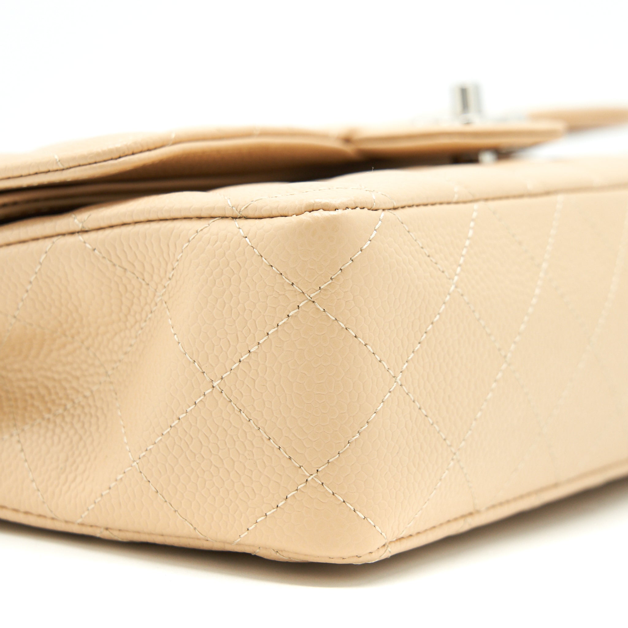 Chanel Medium Classic Double Flap Bag Caviar Beige