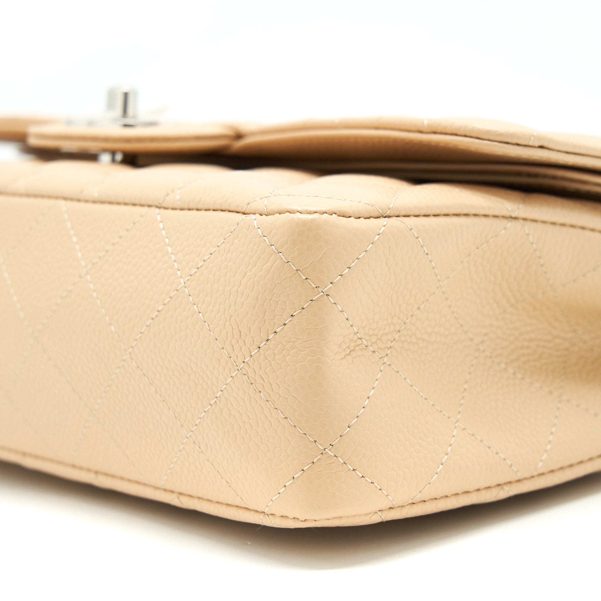 Chanel Medium Classic Double Flap Bag Caviar Beige