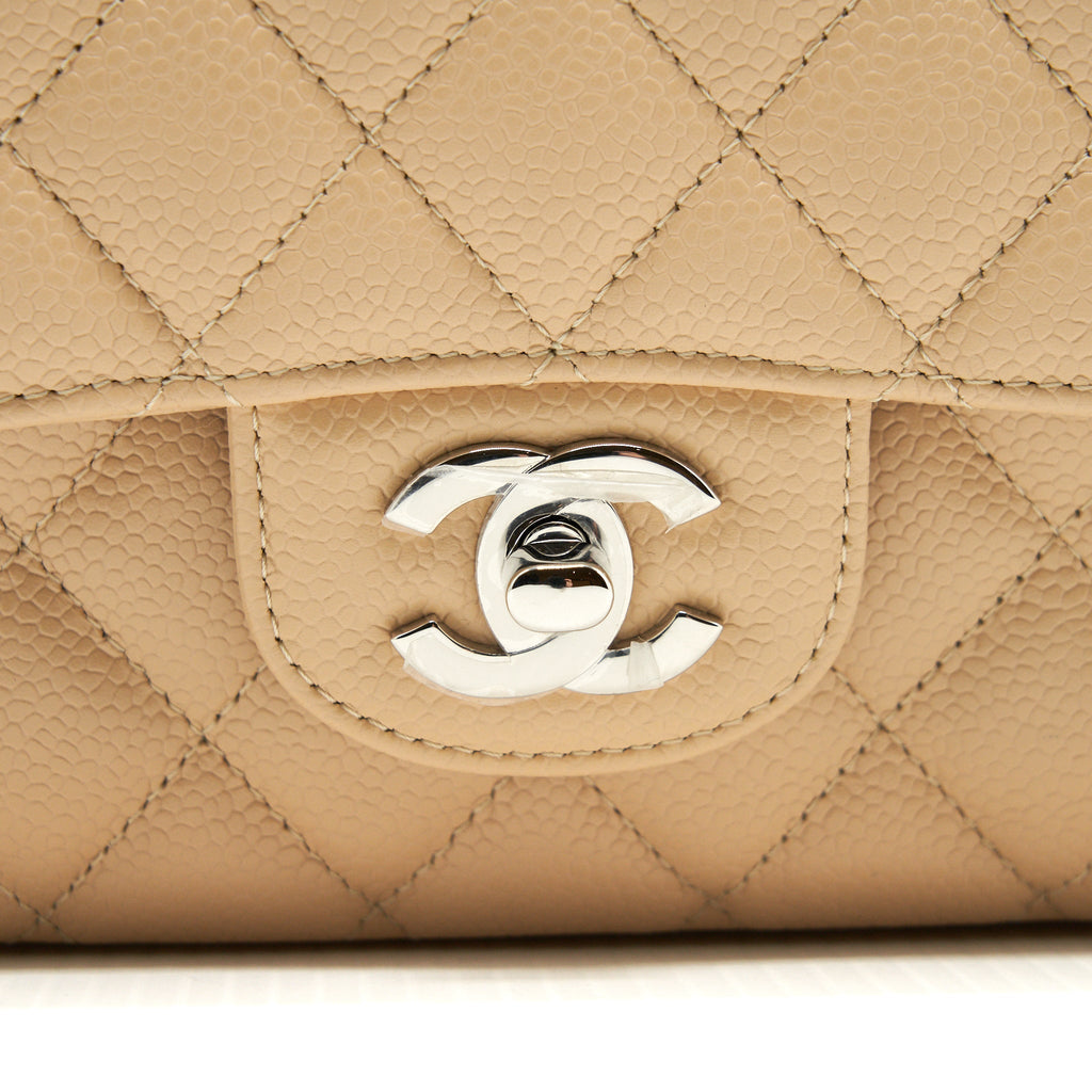 Chanel Medium Classic Double Flap Bag Caviar Beige