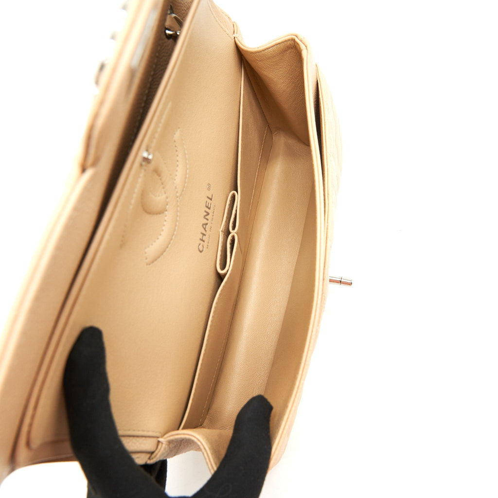 Chanel Medium Classic Double Flap Bag Caviar Beige