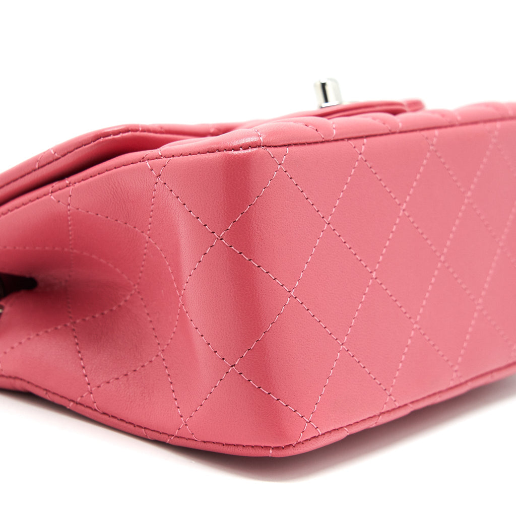 Chanel Mini Square Flap Bag Lambskin Pink