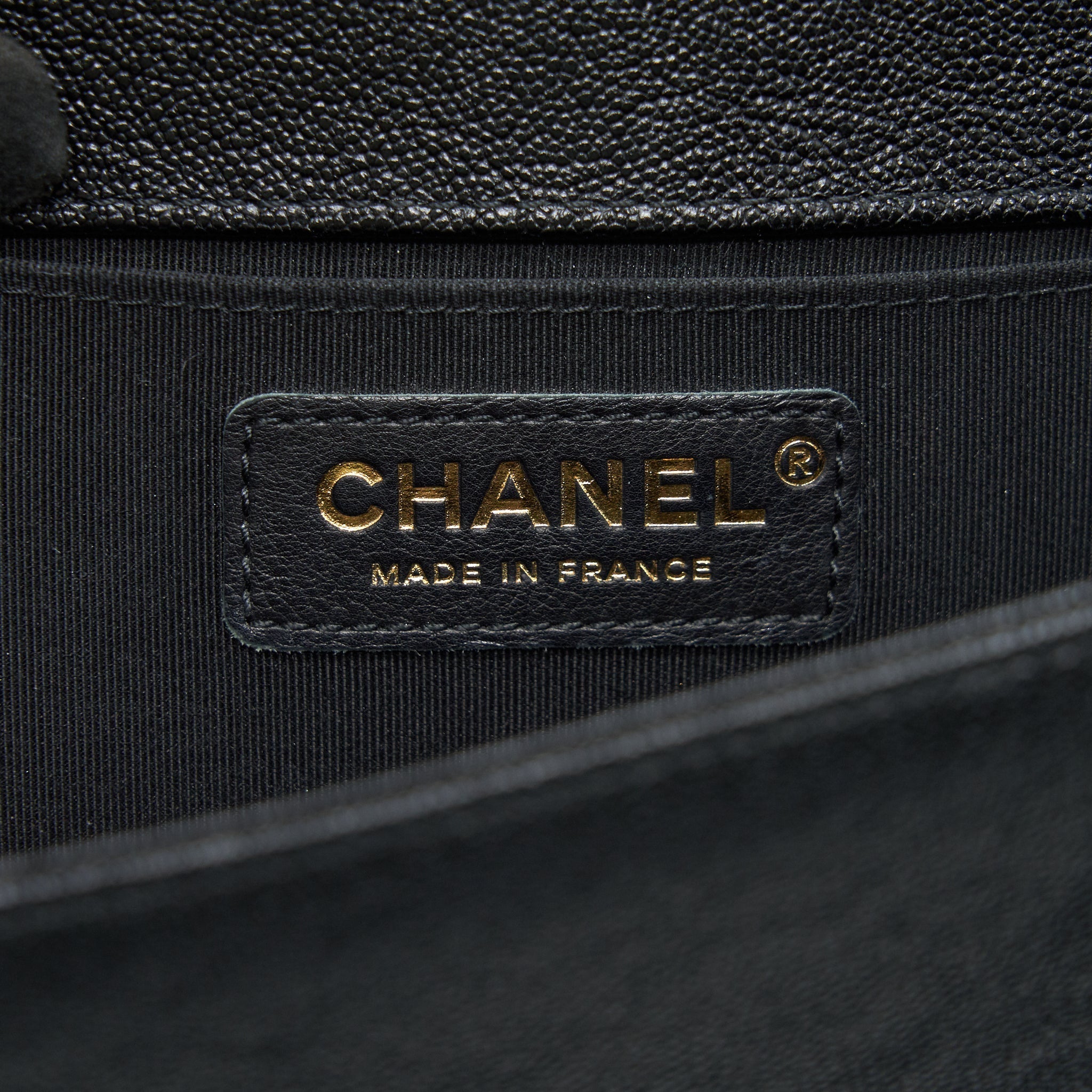 Chanel Chevron medium Boy Chanel Handbag Caviar Black