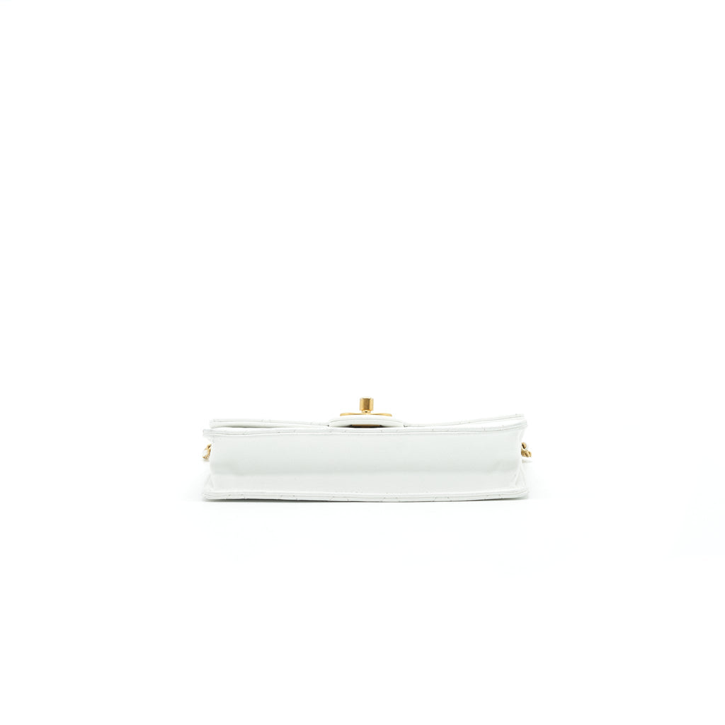 Chanel Quilted Pearl Chain Flap Bag In White