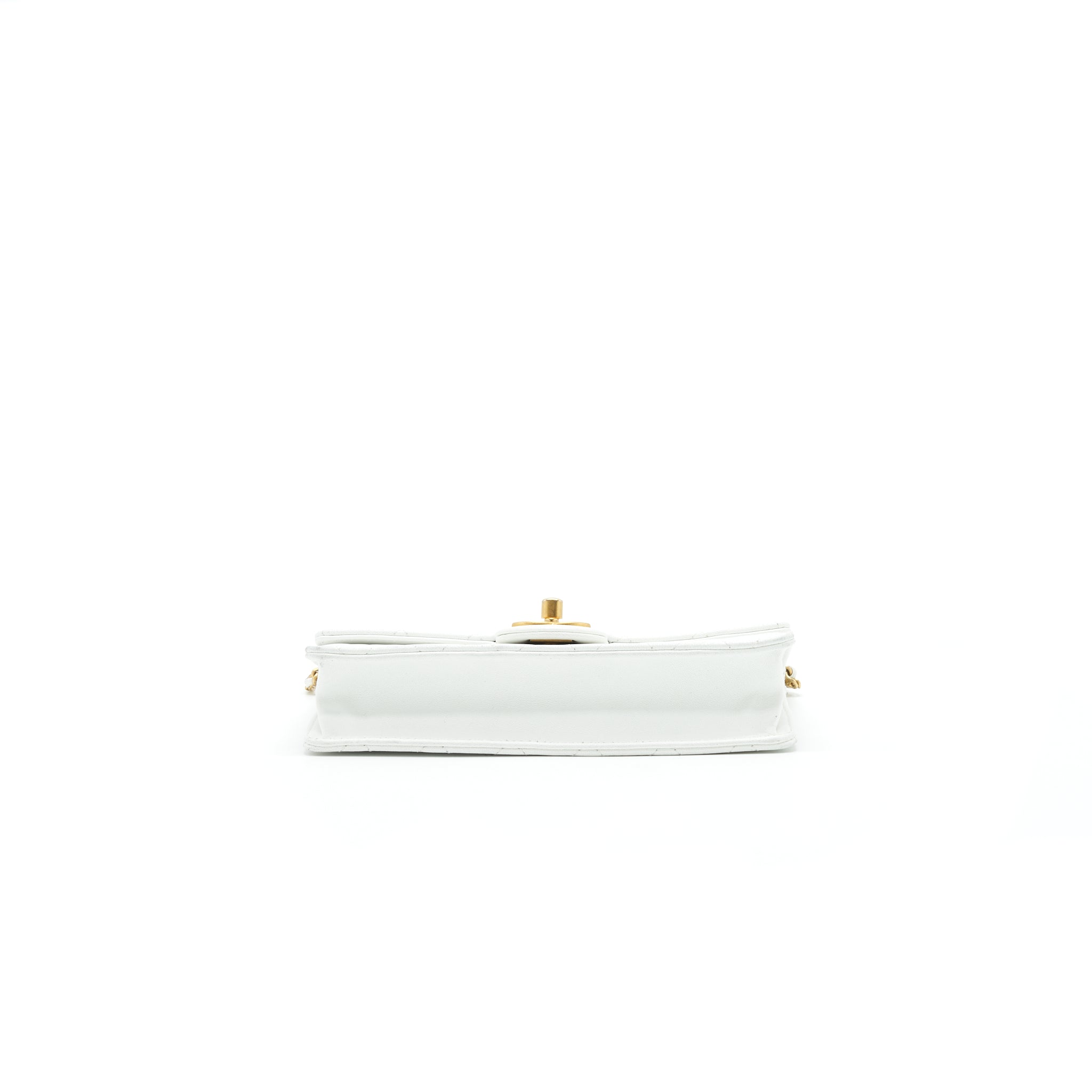 Chanel Quilted Pearl Chain Flap Bag In White